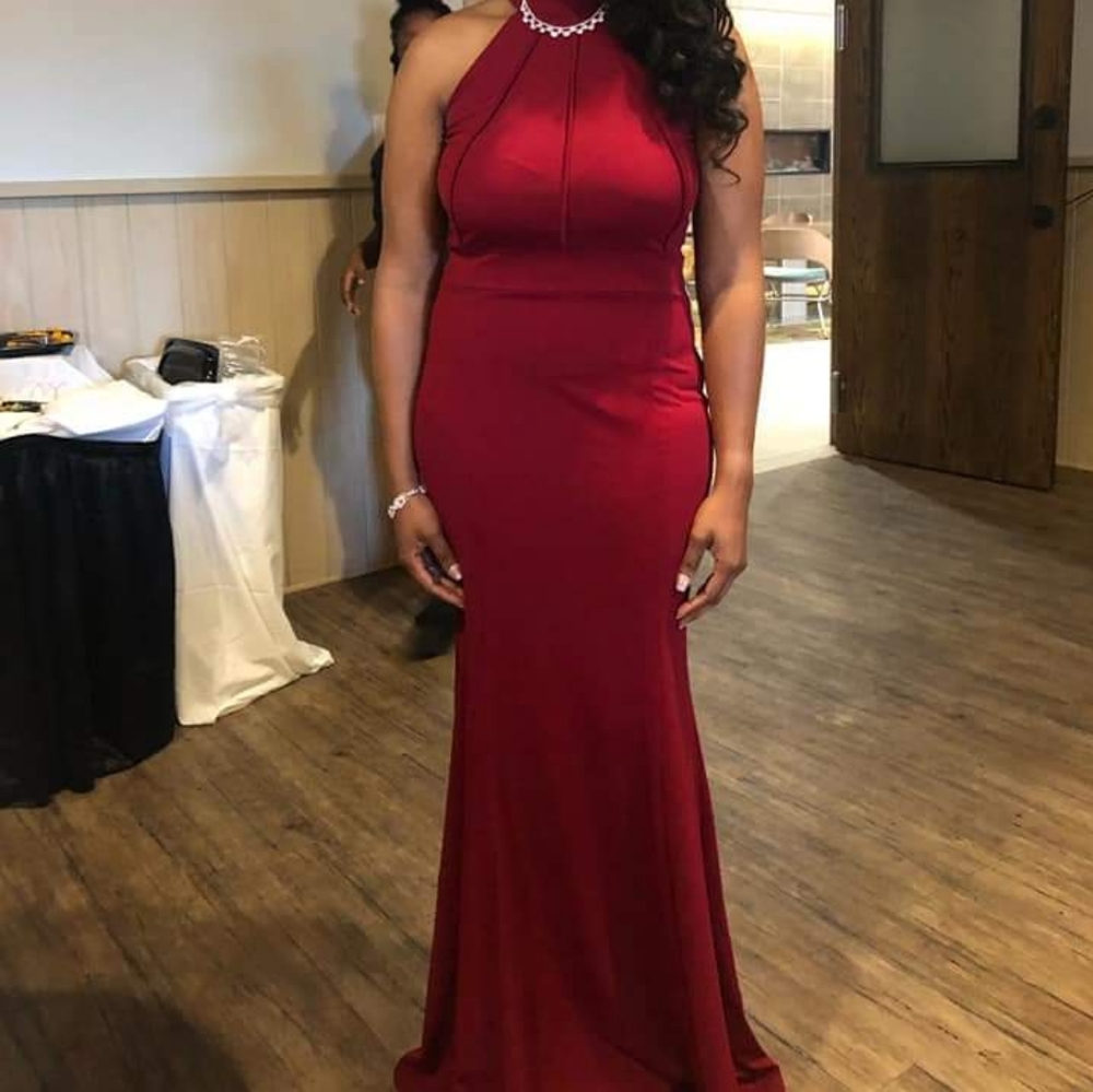 Burgundy floor length dress